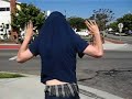 The Great Cornholio in traffic