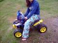 3 chics riddin 4wheeler