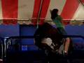 Kaitlin Riray riding the mechanical bull at the Alameda Fair