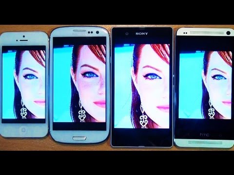 HTC ONE Screen Comparison Vs Sony Xperia Z, Galaxy S3, iPhone5 Test/Review