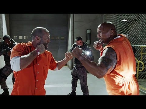 "FAST & FURIOUS 8"-Prison escape scene-Detective Hobbs & Shaw one on one.HD clip.
