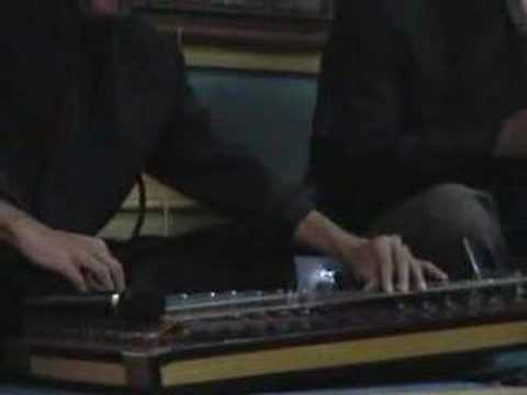 Two local musicians playing in a restaurant in downtown Jakarta one 