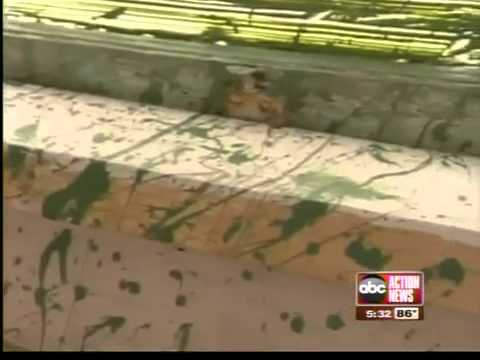 school vandalized - Paint was thrown on walls, windows and splattered on the floor at the Glover School, which is on the U.S. National Register of Historic Places.