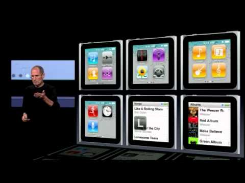 apple fall music event - Here we see Steve Jobs introducing the first ever iPod Nano with a touch interface.