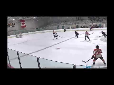 (White jersey) big hit at blue line