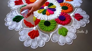 Very easy and attractive multicolored kolam for fe