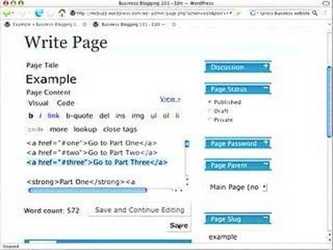 how to link a page in wordpress