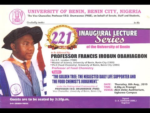 Watch The 221st Inaugural Lecture Live Watch The 221st Inaugural Lecture Live