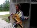 Hurdy Gurdy player in Archeon, historic theme park