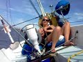 Sailing Cal 3-29, wife at the helm, Puget Sound