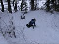 Cole and Walker Eberwein sledding