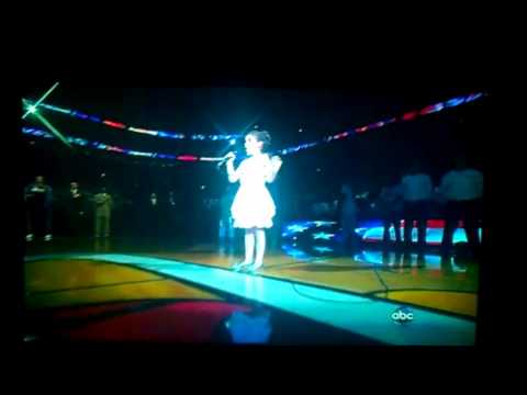 2011: Julia Dale, 10-Year-OId, Sings National Anthem At NBA Finals - Miami Heat vs. Dallas Mavericks 2011: Julia Dale, 10-Year-OId, Sings National Anthem At NBA Finals - Miami Heat vs. Dallas Mavericks