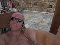 Geno & Lisa at pool, Petasos Beach Hotel, Mykonos