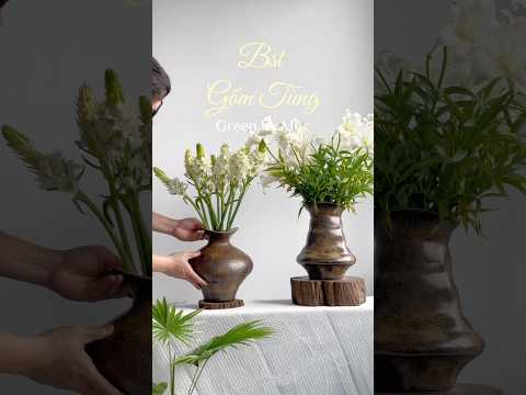 Bình Cắm Hoa Dáng Bầu Dục Lượn Gốm Tùng Bát Tràng