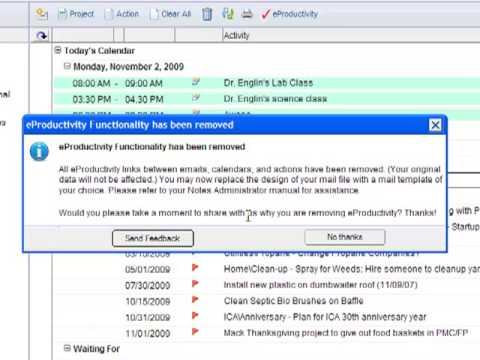How to remove eProductivity features from Lotus Notes