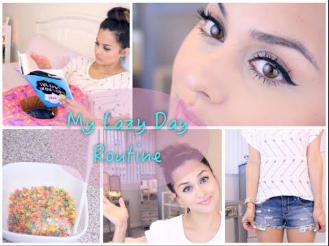My Lazy Day Routine ( Hair, makeup, outfit, skincare, and  breakfast)