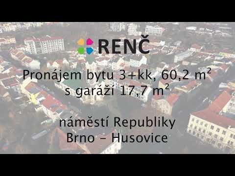 Video Byt 3+kk, 60 m2, s garáží 17,7 m2, na náměstí Republiky v Brně – Husovicích