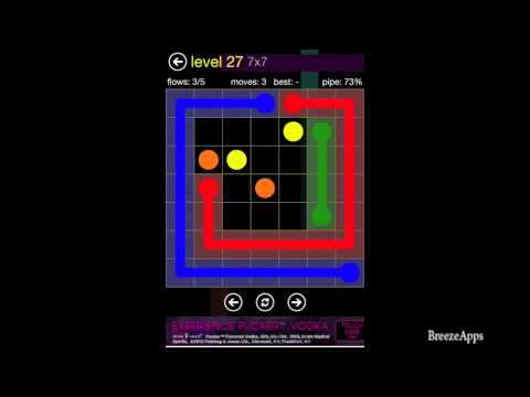BreezeApps - This walkthrough showcases one way to beat Flow Free 7x7 level 27 on the Regular Pack Medium. Go Here for more: http://www.breezethroughgames.com/2012/06/fl...