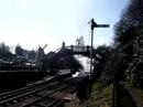 UK Steam Train leaving Haverthwaite Station