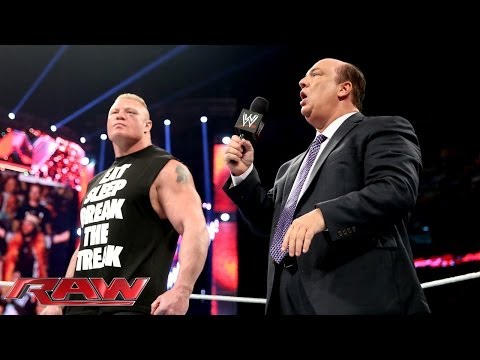 Paul Heyman and Brock Lesnar address the end of The Streak: Raw, April 7, 2014