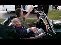 several days after his 91st birthday, pedro e. guerrero, photographer, gets a ride away from an opening of his photos in a morgan motorcar. driver: daniel swadener