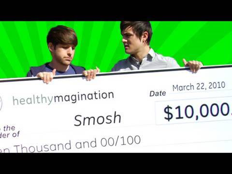 Check - FOLLOW US! http://twitter.com/smosh UPDATED iSHUTUP APP: http://bit.ly/b0vDua Our videos won the Healthymagination Challenge! But what are we going to do wit...