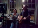 nick and mystery guest playing a cool tune at glastonbury open mic night.