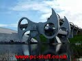 The Falkirk Wheel is a giant boat lift. Here you can see it in operation, slowly rotating.