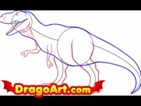 how to draw a t rex step by step