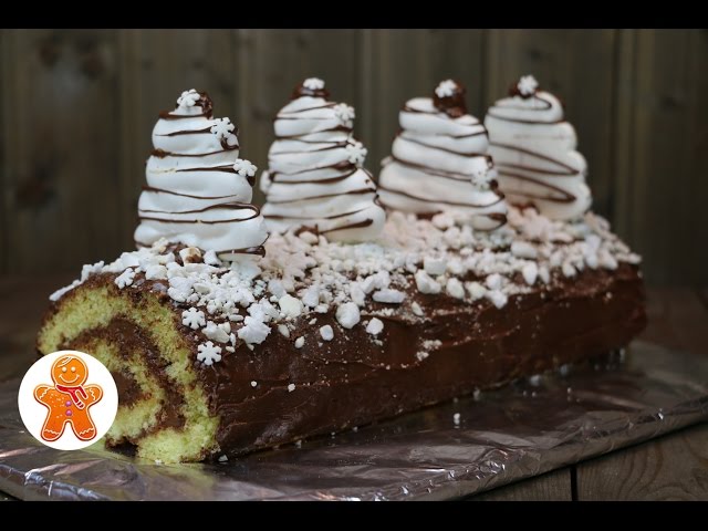 Рецепт: Торт рулет "Рождественское полено"