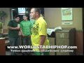 2 White Guys fighting over a Cheeseburger and some fries.
