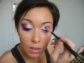 tutoriel de maquillage: eventail blanc rose violet