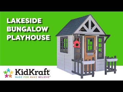 Lakeside Bungalow Playhouse, White I KidKraft Wooden Outdoor Playhouses