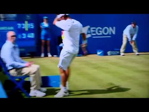 kicks linesman - David Nalbandian booting a linesman at queens tennis final 2012.