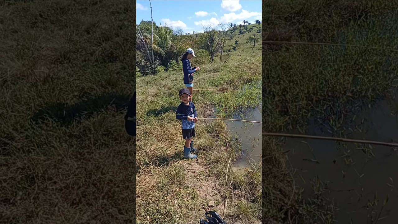 O MENINO E BÃO pegou uma traíra ao vivo