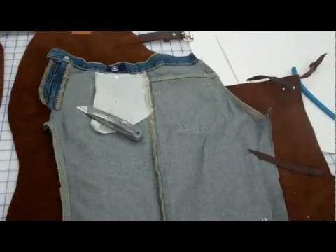 Steps in making children's western leather chaps