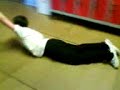 jo-ann drags daniel along the floor!