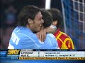 La squadra di Reja ottiene la settima vittoria in otto gare al San Paolo e vola al secondo posto in attesa di Juventus-Milan. Decidono i gol di Hamsik, Pazienza e Denis. Per i giallorossi di Beretta continua la serie nera.

_______

NAPOLI-LECCE 3-0 (2-0)
MARCATORI: Hamsik (rig) all'11' p.t., Pazienza al 43' p.t.; Denis al 20' s.t.
NAPOLI (3-5-2): Iezzo; Cannavaro, Rinaudo, Contini; Maggio, Blasi, Gargano, Hamsik (dal 36' p.t. Pazienza), Mannini (dal 22' s.t. Aronica); Denis (dal 37' s.t. Zalayeta), Lavezzi. (Navarro, Santacroce, Russotto, Bogliacino). All. Reja
LECCE (4-4-2): Benussi; Polenghi (dal 1' s.t. Angelo), Esposito, Schiavi, Giuliatto; Munari (dal 18' s.t. Ariatti), Giacomazzi, Vives (dal 29' s.t. Antunes), Caserta; Castillo, Tiribocchi. (Rosati, Diamoutene, Konan, Cacia). All. Beretta
ARBITRO: Valeri di Roma
NOTE: spettatori 60.000 circa. Ammoniti Cannavaro (N), Benussi (L), Giuliatto (L), Lavezzi (N), Castillo (L) tutti per gioco scorretto. Angoli: 9-7 per il Napoli. Recupero: 1' p.t., 0' s.t.