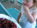 jaqlyn at farmers market eating grapes and drinking lemonade