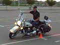 Marc Ward on a Harley-Davidson, side saddle 20ft circle