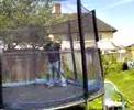 Becky and Si on the Trampoline