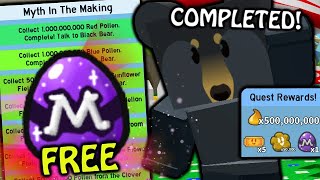 All Black Bear Free Mythic Egg Quests Complete Roblox Bee
