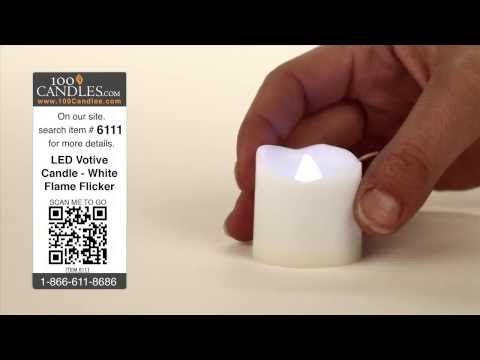 Battery Operated LED Votive Candle - White Flame Flicker