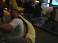 dom getting beat up by tara, then shooting some hoops at the arcade at lambeau field