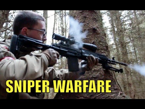 airsoft sniping - Airsoft guns in action. 1 of over 400 airsoft war videos at http://www.youtube.com/scoutthedoggie Filmed by the No1 YouTube video maker in Scotland, over 120...