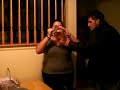 Gina CHUGGING a liter of beer