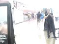 At the Uptown Amphitheater it got rained out and the crowd ran for shelter and thus saw fit to start an improv sing-a-long.