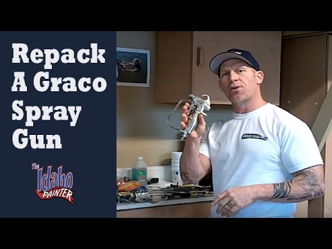 fix paint sprayer - How to install a new packing (gun repair kit) kit in a Graco Contractor spray gun. Removing and installing the new packing in 5 minutes. A simple process to ...