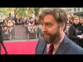 Zach Galifianakis speaking on the red carpet at the UK premiere of The Hangover Part III in London. The actor, who plays Alan Garner, told us it's 