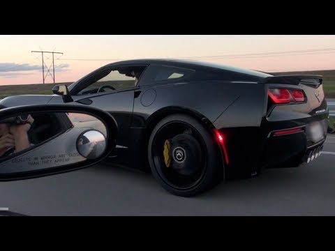 2014 C7 Corvette battles modded C6 Corvette!